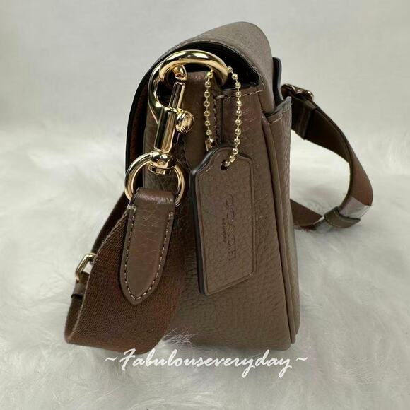 COACH Amelia Saddle Bag Shoulder/Crossbody Bag In Leather/Dark Stone CP107 NWT - Picture 3 of 8